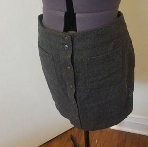 GAP grey wool skirt with front button closure